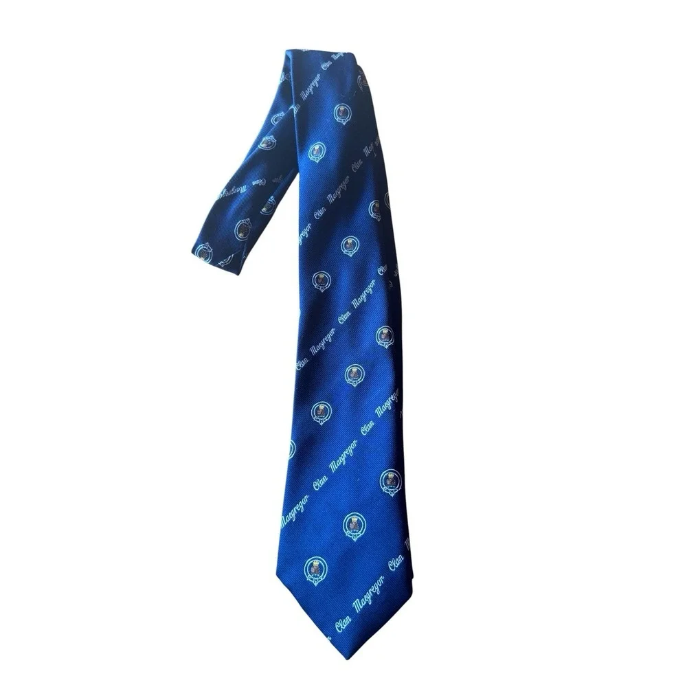 Loch Carron Of Scotland Clan MacGregor Men's Navy Blue Tie Lion With Crown